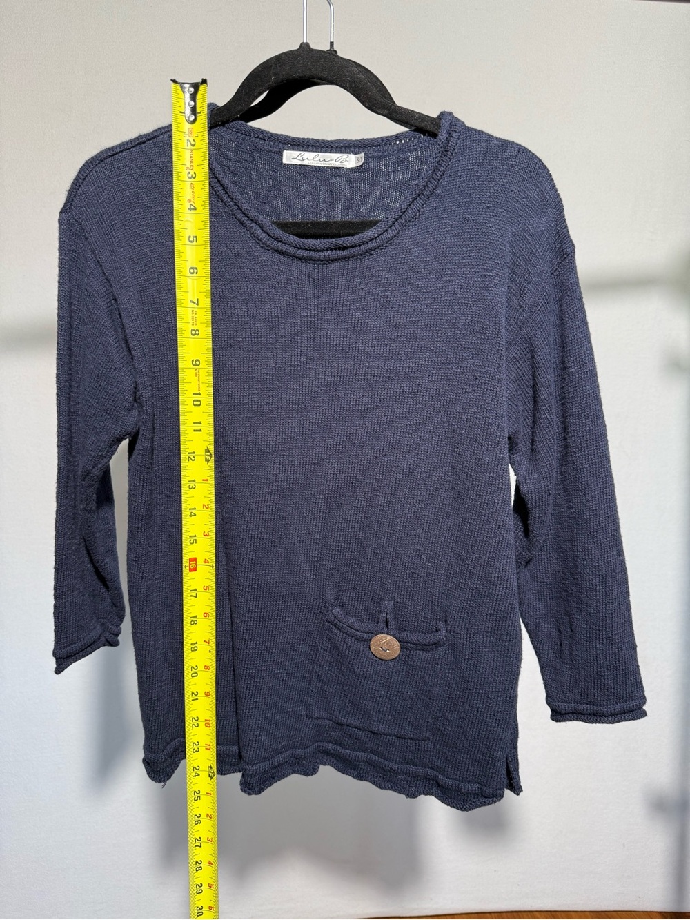 Lulu-B Navy Textured Knit Sweater Top